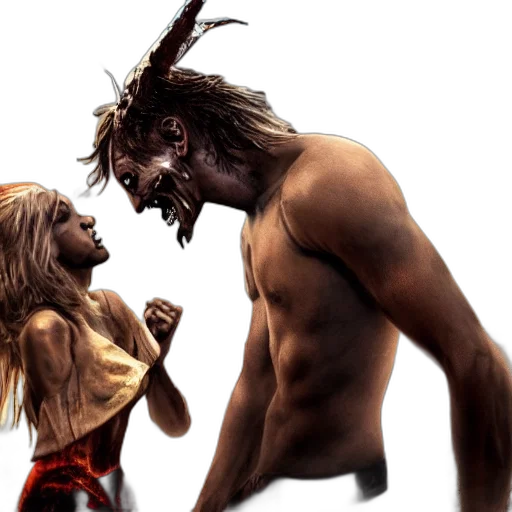 concept art, comic book art, fantasy art, fight, between, angel, demon, during transparent PNG cut-out