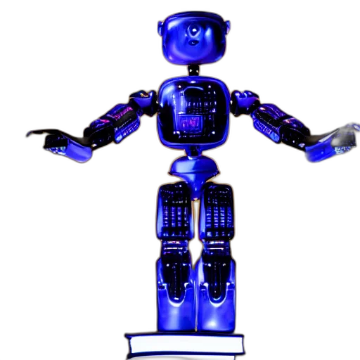 robot, 3d render, concept art, pixel art, cyberpunk, humanoid, holding, glowing transparent PNG cut-out