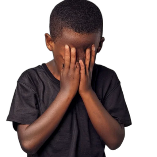 face, photo, black, boy, crying, studio, portrait transparent PNG cut-out