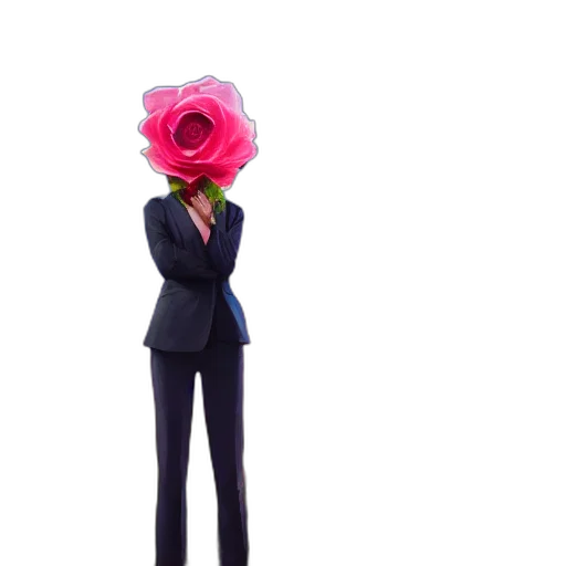 staff, flower, jacket, dress, 3d render, concept art, pixel art, vaporwave transparent PNG cut-out