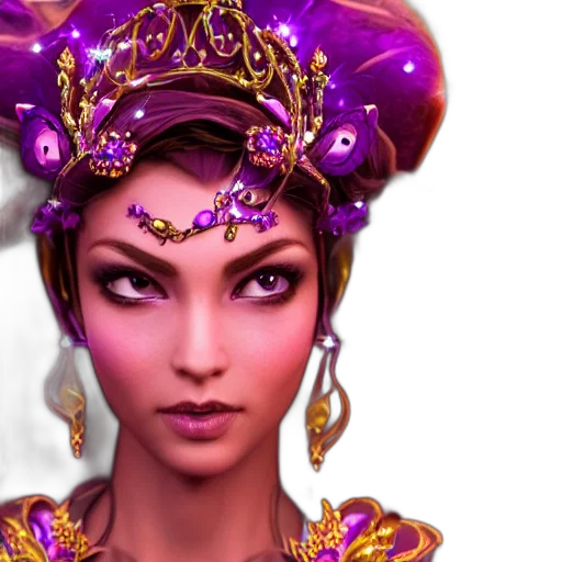 crown, jewelry, face, fantasy art, photorealistic, concept art, 3d render, portrait transparent PNG cut-out