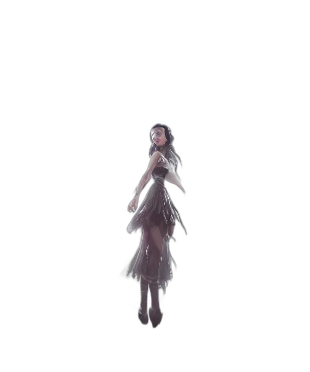 dress, creature, staff, hair transparent PNG cut-out