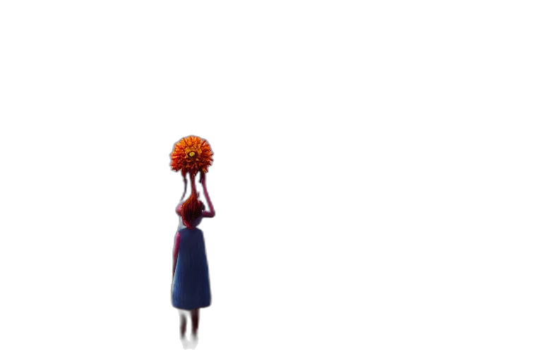 dress, umbrella, crown, flower, concept art, 3d render, pixel art, fantasy art transparent PNG cut-out