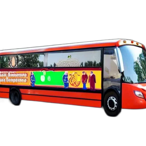 3d render, concept art, photorealistic, schoolbus transparent PNG cut-out