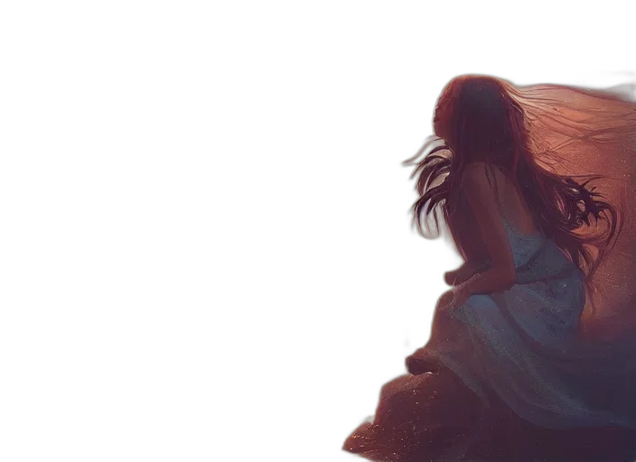dress, hair, face, concept art transparent PNG cut-out
