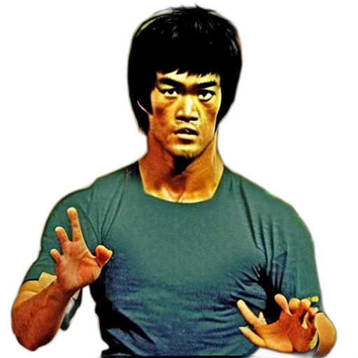 face, photorealistic, pixel art, bruce, lee, monet transparent PNG cut-out