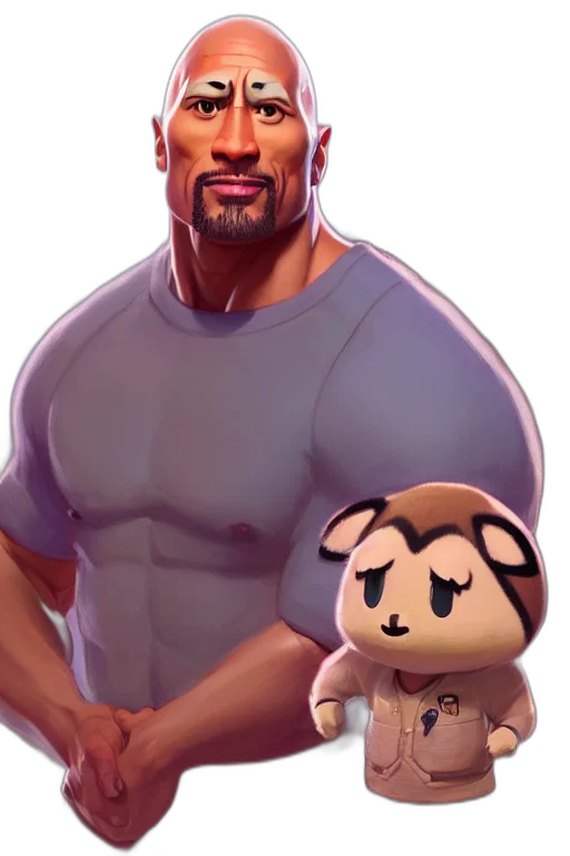 animal, cartoon, concept art, anime, comic book art, dwayne, johnson, happy transparent PNG cut-out