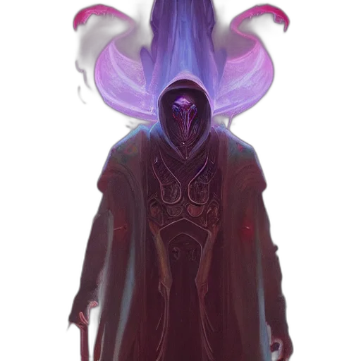 mask, staff, creature, jacket, concept art, fantasy art, cyberpunk, pixel art transparent PNG cut-out