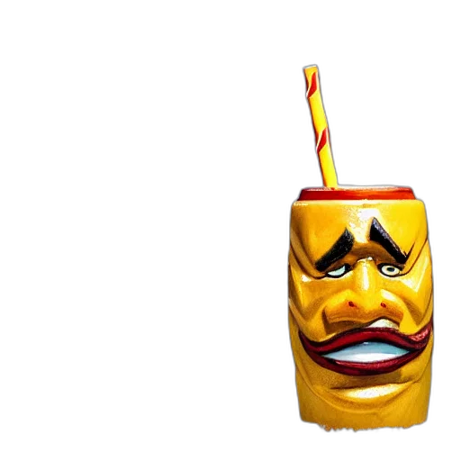 mask, bottle, crown, face, 3d render, concept art, photorealistic, closeup transparent PNG cut-out