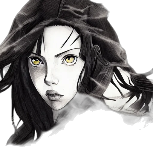 face, mask, fantasy art, comic book art, anime, concept art, underwater, dark transparent PNG cut-out