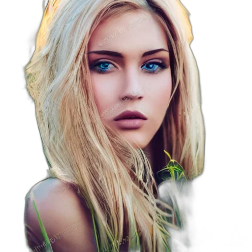 face, flower, hair, dragon, photorealistic, fantasy art, watercolor, cartoon transparent PNG cut-out