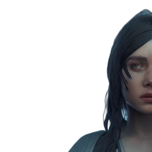 face, jacket, concept art, cyberpunk, photorealistic, 3d render, dark, blue transparent PNG cut-out