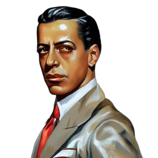 face, jacket, staff, robot, photorealistic, comic book art, concept art, cartoon transparent PNG cut-out