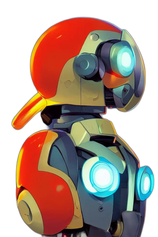 robot, concept art, 3d render, pixel art transparent PNG cut-out