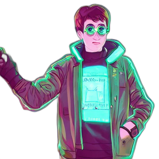jacket, robot, staff, face transparent PNG cut-out