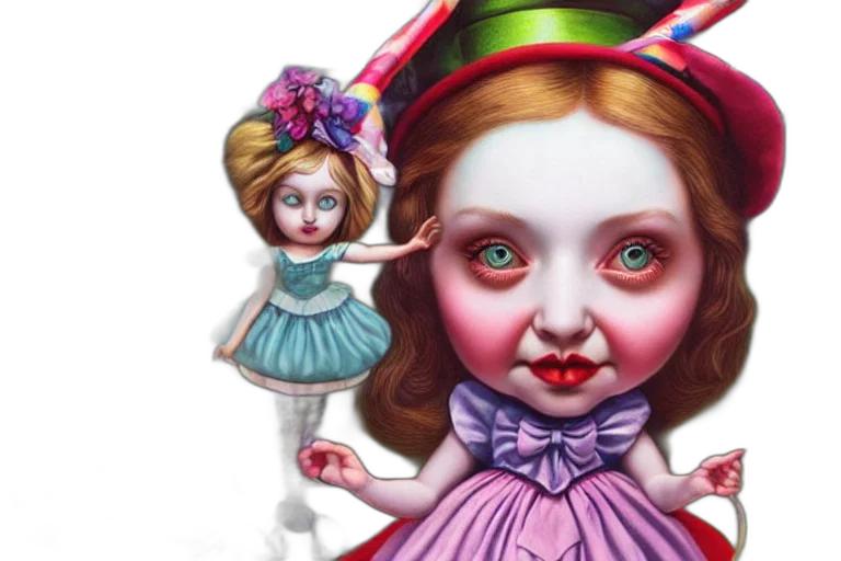 3d render, photorealistic, concept art, fantasy art, colorful, cute, alice, wonderland transparent PNG cut-out