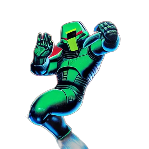 robot, weapon, concept art, comic book art, 3d render, pixel art, green, neon transparent PNG cut-out