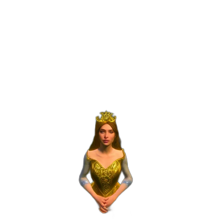 crown, jewelry, staff, dress, 3d render, pixel art, fantasy art, concept art transparent PNG cut-out