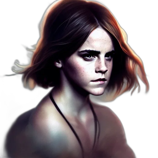 face, photorealistic, fantasy art, concept art, watercolor, neon lights, dark, monochrome transparent PNG cut-out