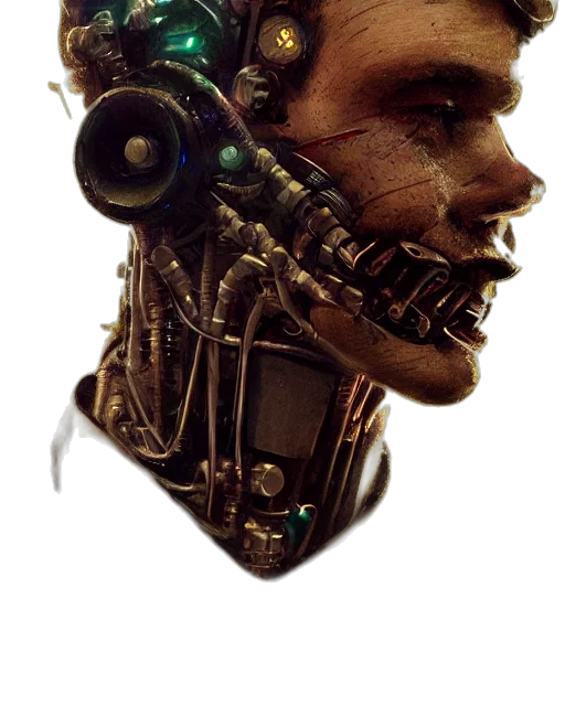 robot, mask, face, creature, cyberpunk, concept art, 3d render, photorealistic transparent PNG cut-out