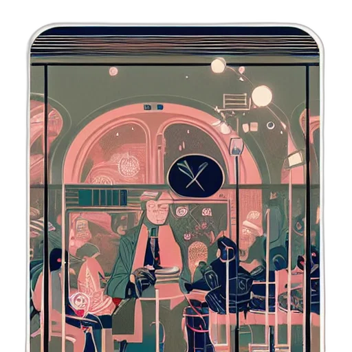 robot, dress, jacket, staff, concept art, cyberpunk, comic book art, vaporwave transparent PNG cut-out