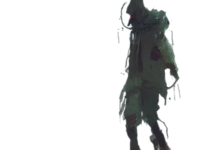 creature, jacket, mask, robot, concept art, cyberpunk, pixel art, comic book art transparent PNG cut-out