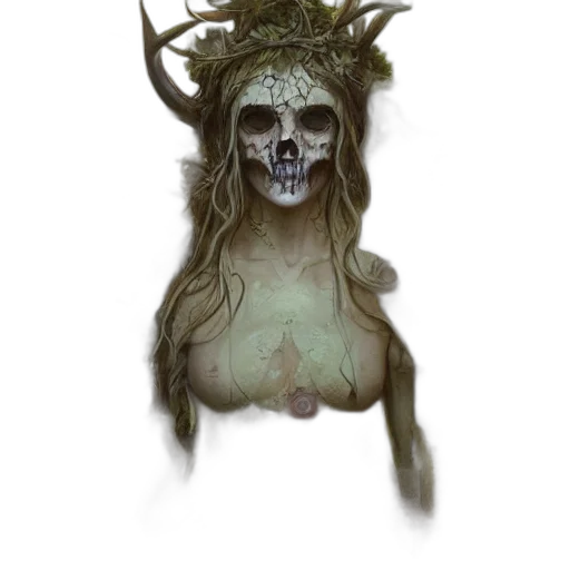 mask, crown, face, creature, fantasy art, concept art, photorealistic, 3d render transparent PNG cut-out