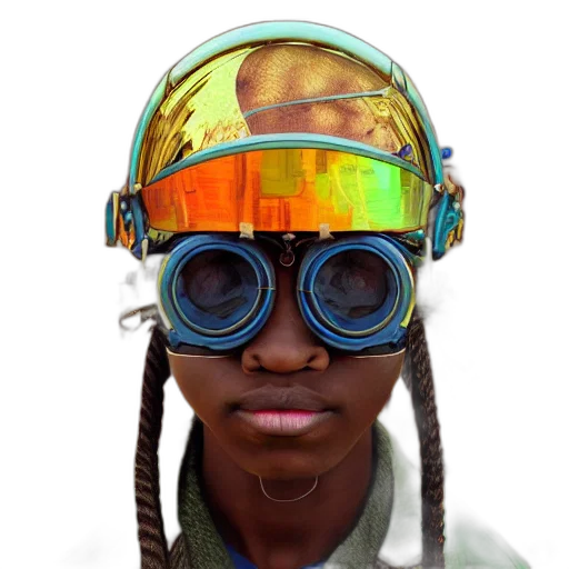 mask, face, robot, hat, cyberpunk, concept art, photorealistic, 3d render transparent PNG cut-out