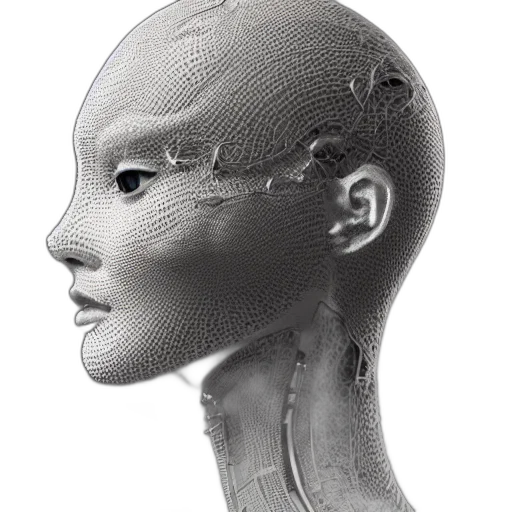 robot, face, mask, crown, 3d render, photorealistic, concept art, cyberpunk transparent PNG cut-out