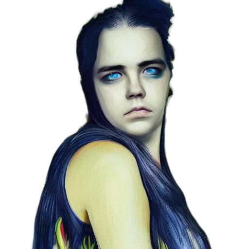 dress, hair, face, photorealistic transparent PNG cut-out