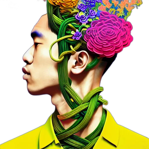 crown, face, flower, photorealistic transparent PNG cut-out