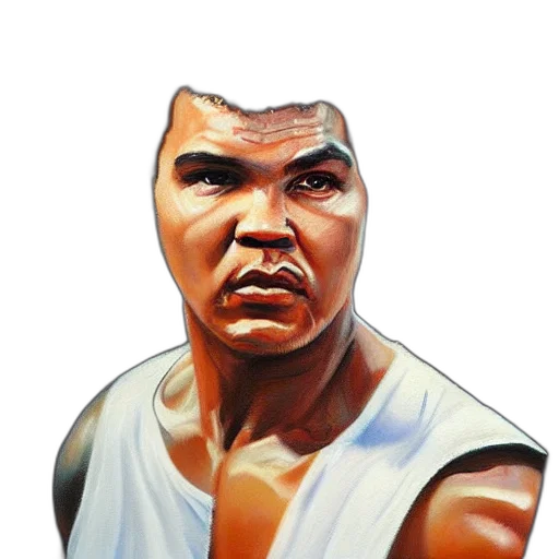 face, mask, photorealistic, oil painting, concept art, comic book art, muhammad, ali transparent PNG cut-out