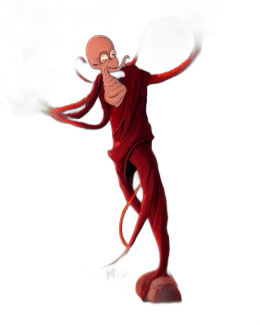 staff, creature, concept art, fantasy art, comic book art, 3d render, fire, red transparent PNG cut-out