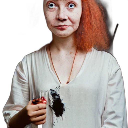 staff, dress, hair, face transparent PNG cut-out