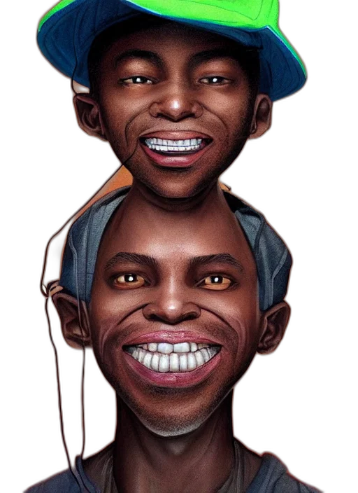 face, hat, cartoon, concept art, photorealistic, comic book art, colourful, caricature transparent PNG cut-out