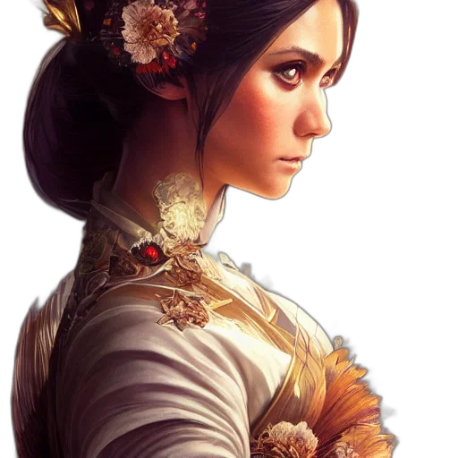 crown, face, dress, staff, fantasy art, photorealistic, concept art, oil painting transparent PNG cut-out
