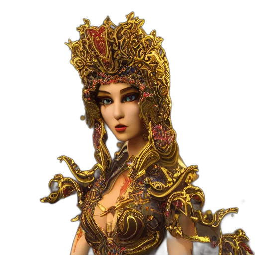 staff, crown, jewelry, fantasy art, concept art, 3d render, photorealistic, golden transparent PNG cut-out
