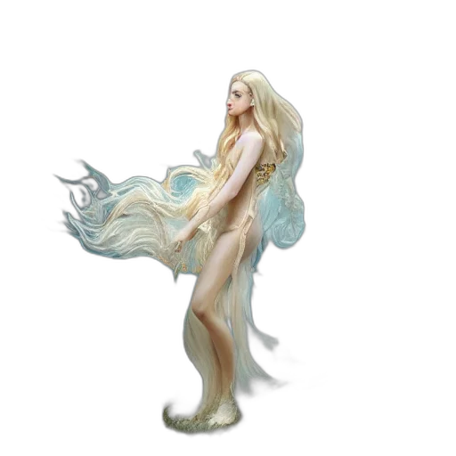 dress, hair, creature, fantasy art transparent PNG cut-out