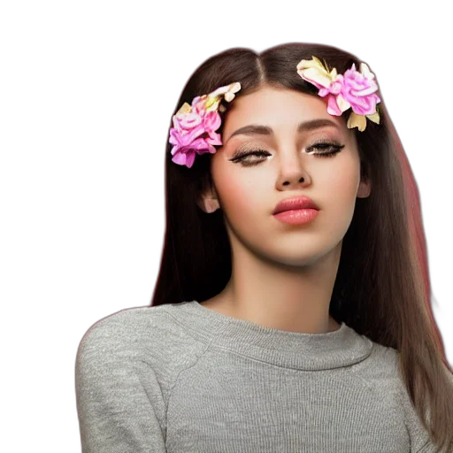 face, hair, photorealistic, 3d render, vaporwave, cartoon, beautiful, girl transparent PNG cut-out