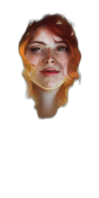 face, mask, crown, hair, photorealistic, oil painting, concept art, fantasy art transparent PNG cut-out