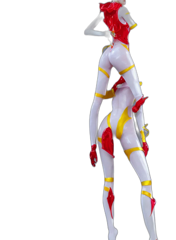 robot, dress, staff, 3d render transparent PNG cut-out