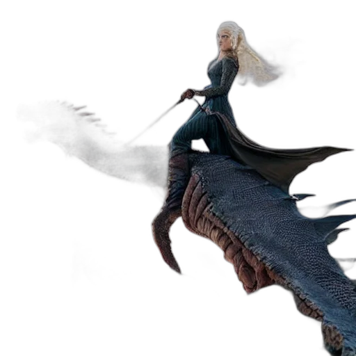 dragon, sword, dress, hair, concept art, fantasy art, 3d render, daenerys transparent PNG cut-out