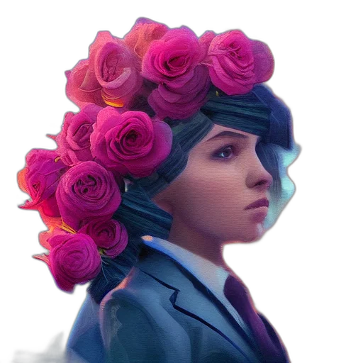 crown, flower, face, hat, concept art, photorealistic, fantasy art, oil painting transparent PNG cut-out