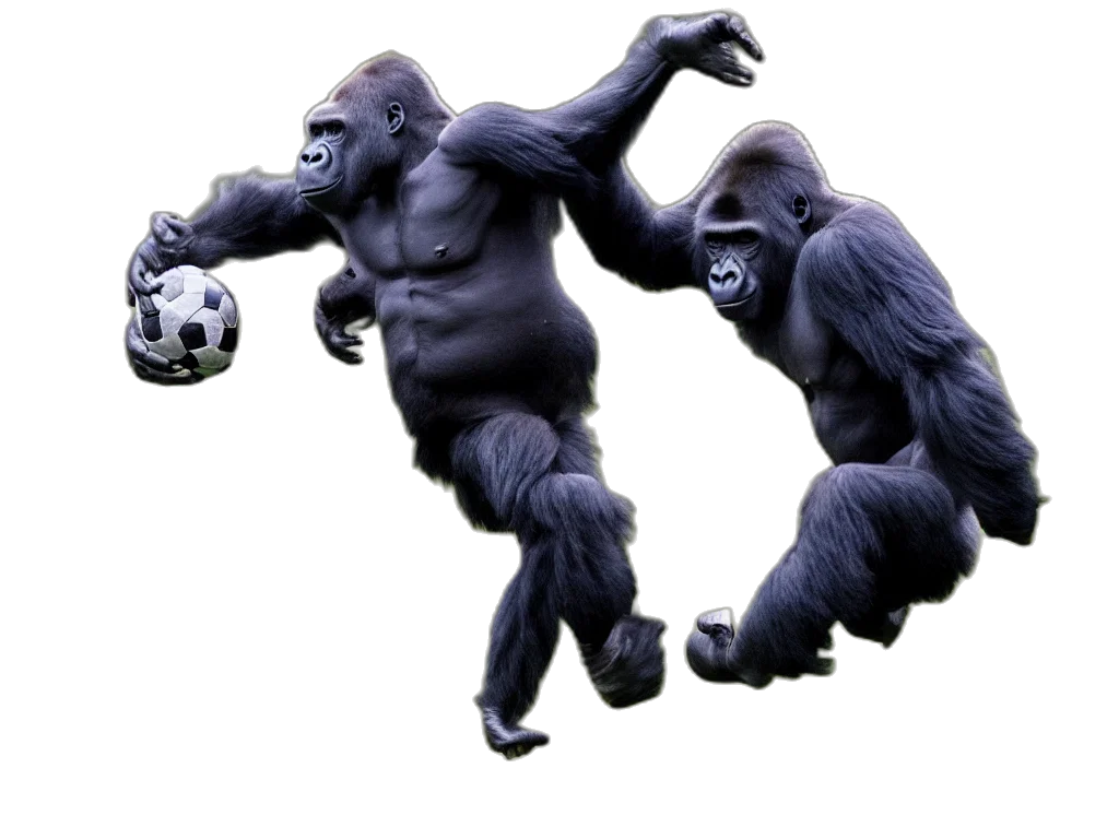 animal, creature, 3d render, photorealistic, concept art, fantasy art, gorilla, kicking transparent PNG cut-out