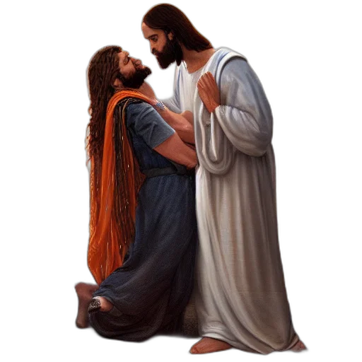 jesus, kissing, sensual, woman transparent PNG cut-out