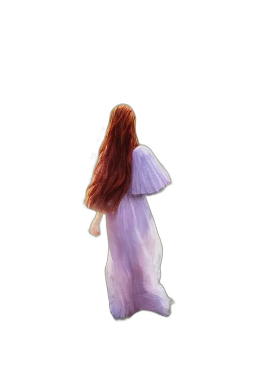 dress, hair, creature, staff, watercolor, concept art, oil painting, photorealistic transparent PNG cut-out