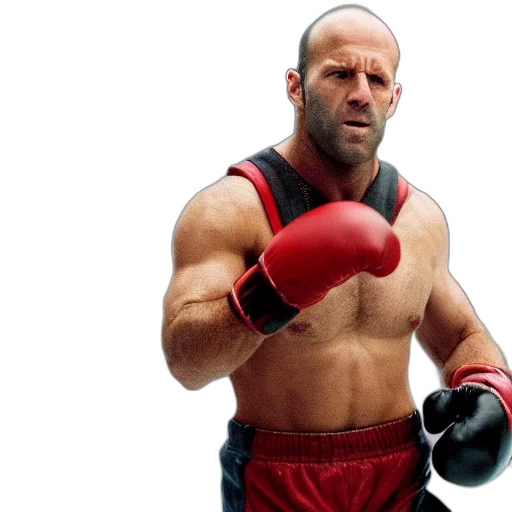weapon, photorealistic, jason, statham, rocky, action, film, still transparent PNG cut-out
