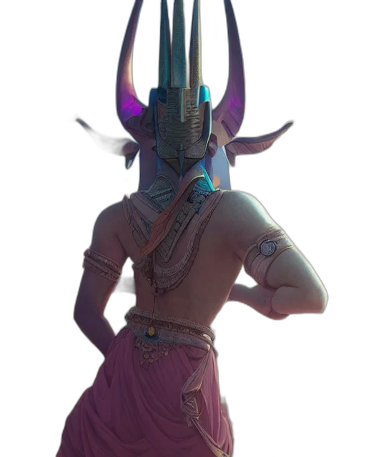 mask, staff, weapon, sword, concept art, fantasy art, 3d render, vaporwave transparent PNG cut-out