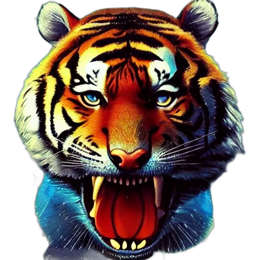 animal, creature, mask, photorealistic, 3d render, concept art, fantasy art, tiger transparent PNG cut-out