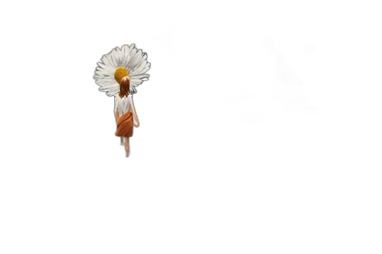 flower, dress, hair, staff, concept art, pixel art, 3d render, fantasy art transparent PNG cut-out
